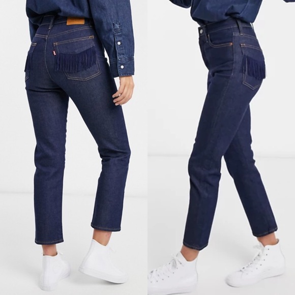 Levi’s Wedgie Straight No Mans Land Fringe Jeans - Picture 3 of 8